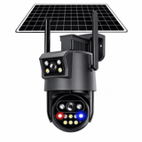 Cameră de Supraveghere Solară 4G AOV cu 2 Obiective, Monitorizare Video Continuă 24H, IP66, Acumulator Integrat, Panou Solar, Card TF și Cloud, Alarmă cu Notificări