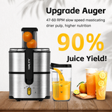 Storcător de Fructe și Legume Haley HY-2963, 1000W, Tub Alimentare 75 mm, Recipient Suc 900 ml, Recipient Pulpă 2 L, 2 Viteze + Pulse, Inox SUS304