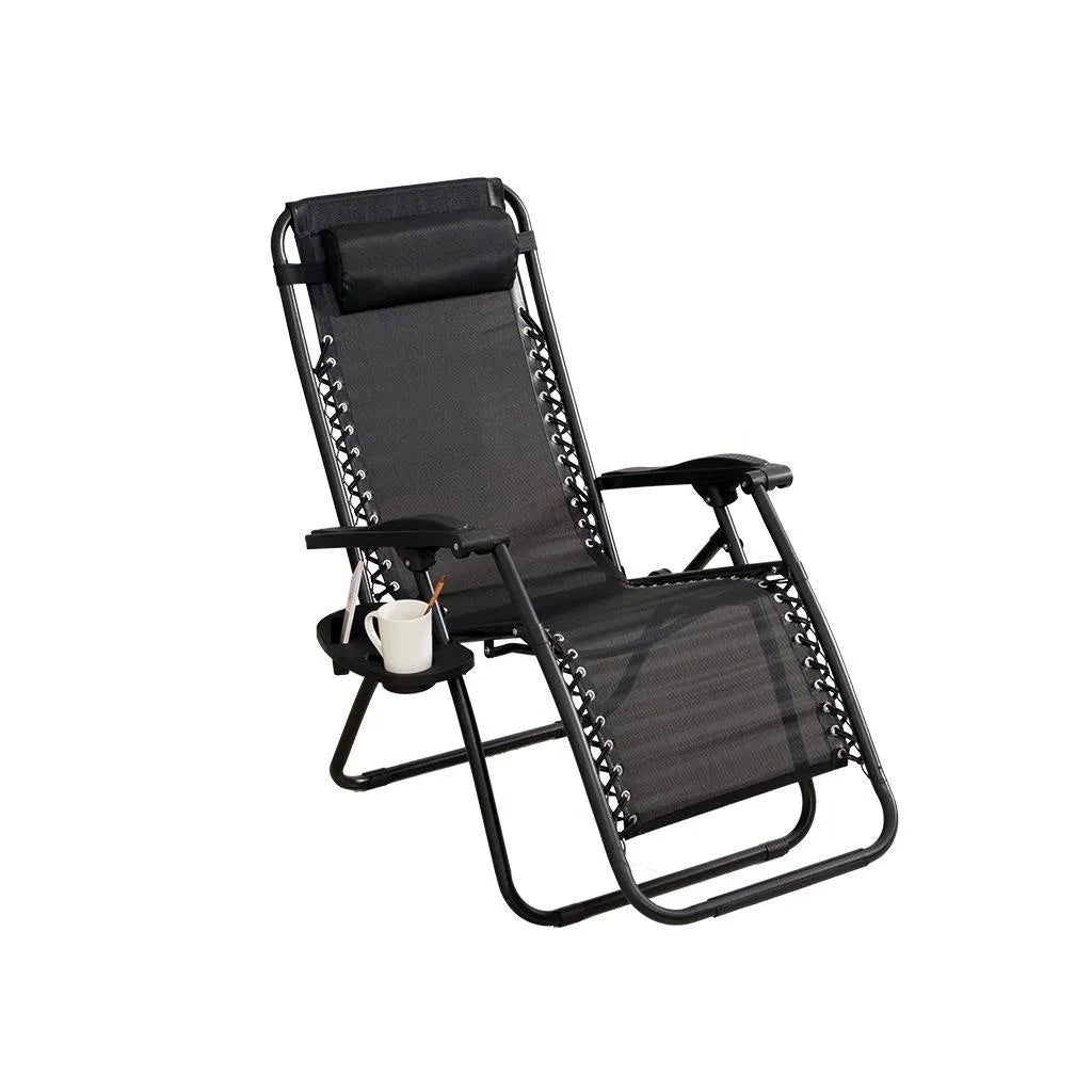 Scaun Șezlong Portabil AT PERFORMANCE®, de Lux, Modern, Scaun Reclinabil, Pliabil pentru Plajă și Grădină, cu Suport pentru Pahare