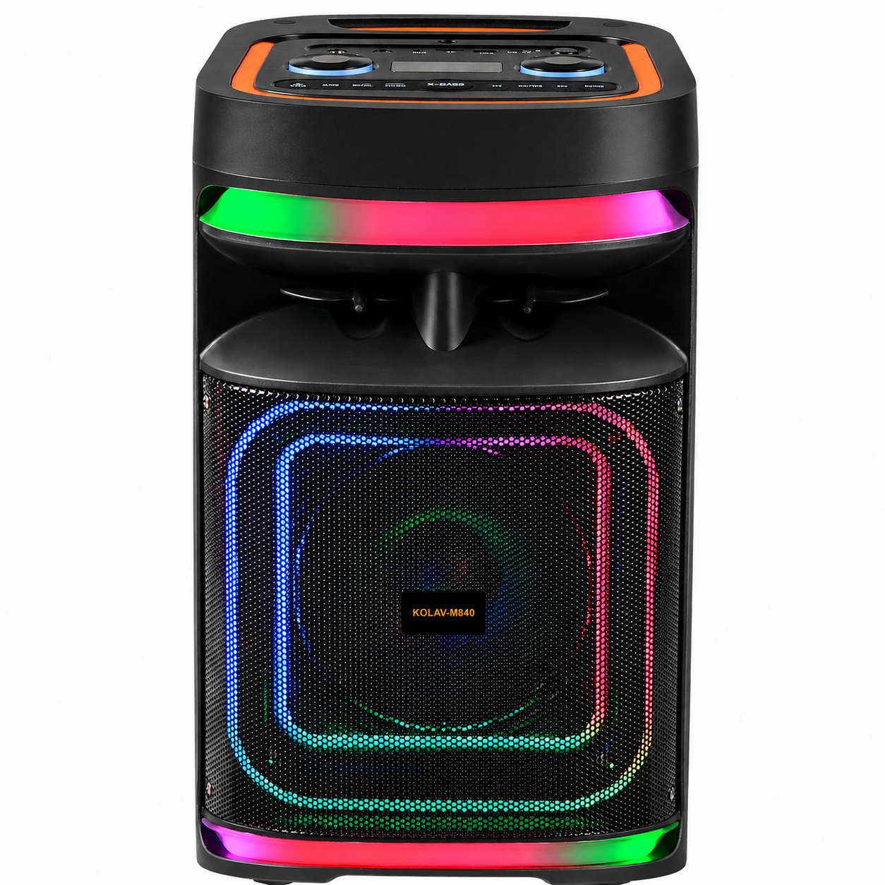 Boxă Portabilă Karaoke KOLAV M840, 8", Bluetooth, 400W, Bass Puternic, Microfon Wireless, RGB LED, USB/TF/AUX, Telecomandă, Acumulator Reîncărcabil