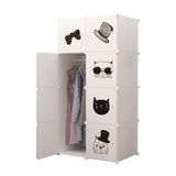 Dulap modular pentru copii 8 rafturi , AT PERFORMANCE® ,  Alb cu pisicute 🐱🎀👓🎩
