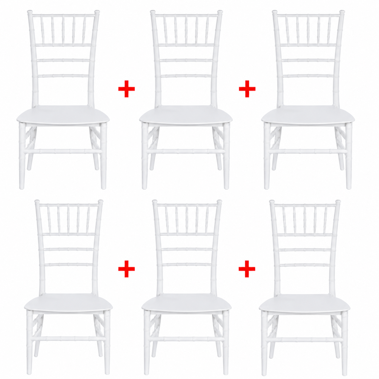 Set 6 Scaune Elegante AT PERFORMANCE®, Policarbonat Rezistent la Umiditate, Spătar Decorativ, Fără Brațe, Alb, 38 x 37 x 88.5 cm