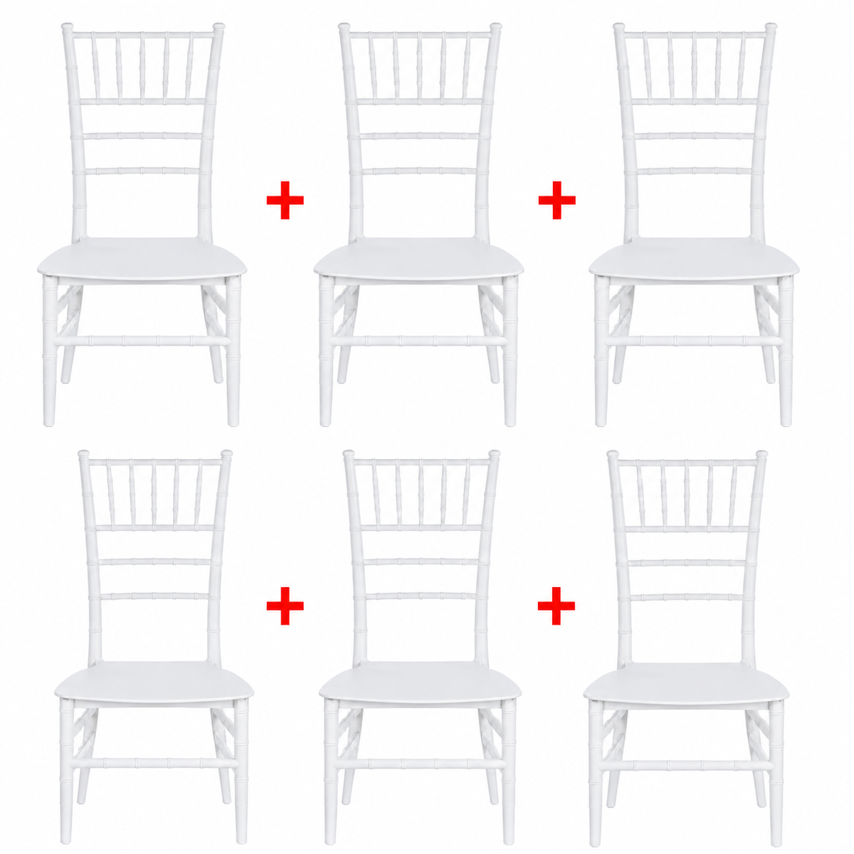 Set 6 Scaune Elegante AT PERFORMANCE®, Policarbonat Rezistent la Umiditate, Spătar Decorativ, Fără Brațe, Alb, 38 x 37 x 88.5 cm