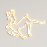 Decoratiune luminoasa Ren de Craciun AT PERFORMANCE®, 2 fete, cu Furtun LED, 57x50x4 cm, Alb cald.