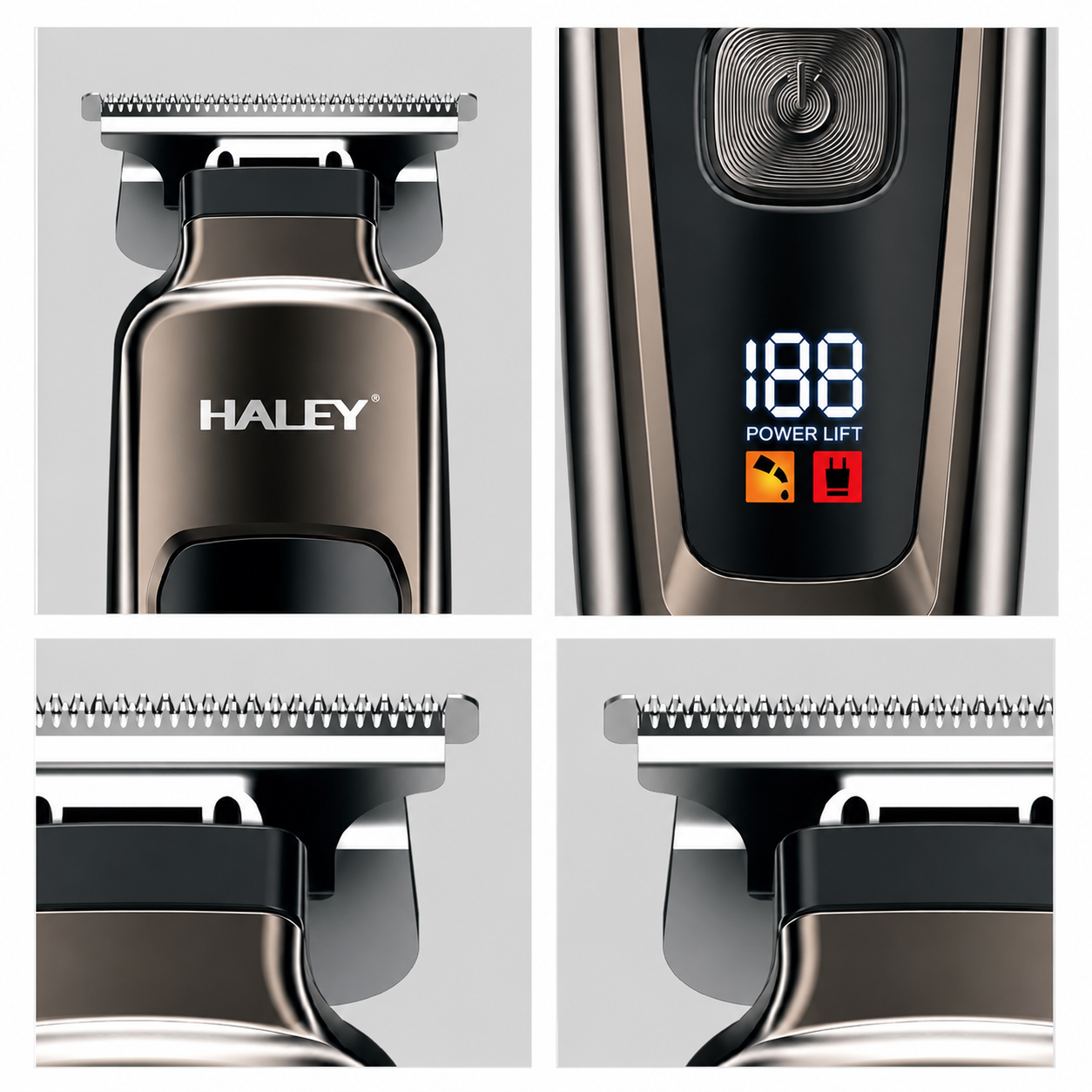 Mașină Profesională de Tuns și Contur HALEY HY-4500, Acumulator 1200mAh, Autonomie 200 Min, Lamă din Oțel, Display Digital, Reîncărcabilă
