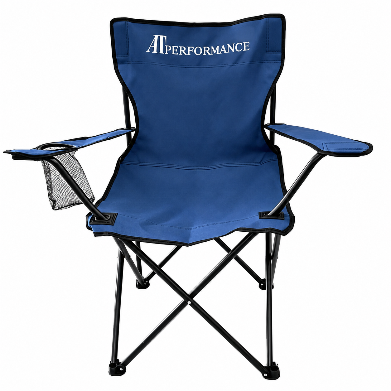 Scaun Pliabil Camping AT Performance®, 120 kg, Cadru Oțel 16 mm, Poliester Rezistent, Suport Pahar, Geantă Transport