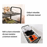 Suport pentru Pantofi cu 4 Niveluri, Raft Metalic pentru Încălțăminte, Organizator Modern pentru Hol, Dormitor și Dressing, 60 x 23 x 58 cm, Negru