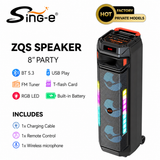 Boxă Portabilă Karaoke Sing-e ZQS8317, Bluetooth, 3 Difuzoare 8", 60W, Microfon Wi-Fi Inclus, Telecomandă, LED RGB, Acumulator 4500mAh
