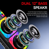 Boxă Portabilă Karaoke Sing-e ZQS12213, Bluetooth, 2x12", 80W, Microfon Wireless, LED RGB, USB/TF/AUX, Telecomandă, Acumulator 5000mAh