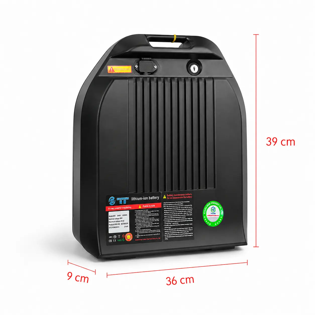 Acumulator Litiu-Ion 60V 20Ah (1200Wh) pentru Scuter Electric – Baterie Detasabilă, BMS Integrat, Curent Maxim 40A, Încărcare 67.2V