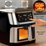 Friteuză cu Aer Cald 10L AT PERFORMANCE® – 2400W, Display Digital Touch, 8 Programe, cu Geam, Neagră + CADOU 100 Hârtii de Copt