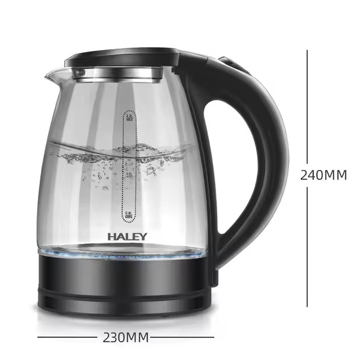 Fierbător Electric HALEY HY-8855: Portabil din Sticlă de 2,2 L, încălzire Rapidă cu Oprire Automată și Lumină LED Pentru UZ Casnic și Hotel