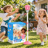 Lampă pentru Copii Bubble Torch cu Generator Automat de Baloane de Săpun, Înălțime Reglabilă 57–119 cm, Efecte Luminoase, Roz, 3+ Ani