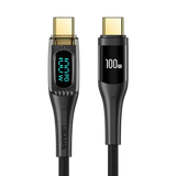 Cablu de Date &amp; Încărcare Rapidă USAMS Shadow Series, USB-C la USB-C, 100W PD, Display Digital LED, Nylon Împletit, 1.2m