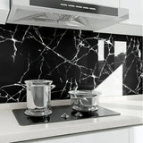 Set 50x Tapet Marmura, AT PERFORMANCE®, suprafata acoperire 9 mp, autoadeziv, waterproof, usor de montat, design modern, 30x60 cm, negru