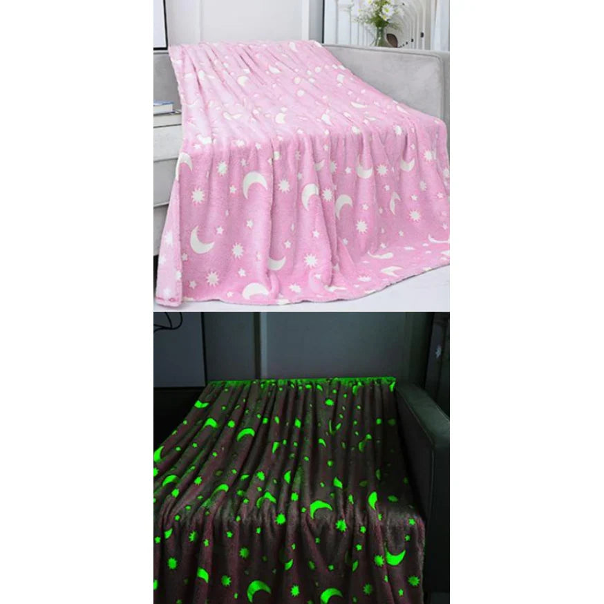 Paturica Magica, Stelute Glow in the Dark, Roz, Patura Fosforescenta, Moale si Confortabila, 150 x 100 cm