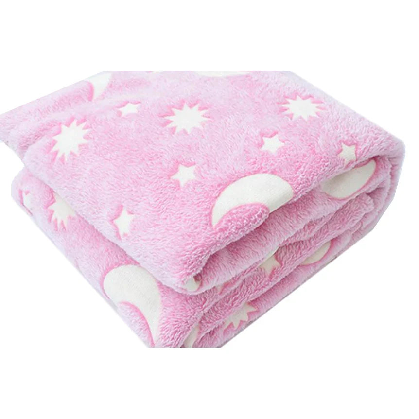 Paturica Magica, Stelute Glow in the Dark, Roz, Patura Fosforescenta, Moale si Confortabila, 150 x 100 cm