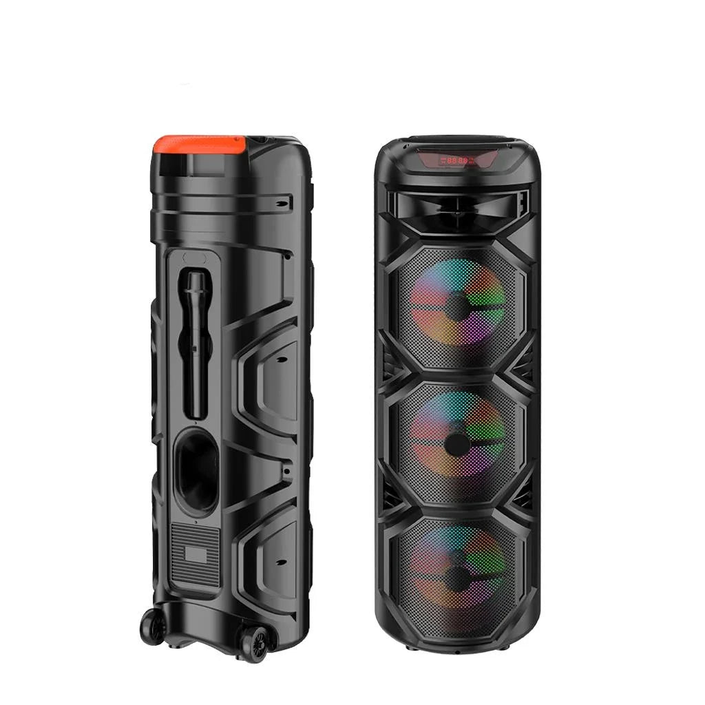 Boxă Portabilă AT Performance ZQS8301, 3×8”, Bluetooth 5.0, Lumini LED, Microfon Wireless